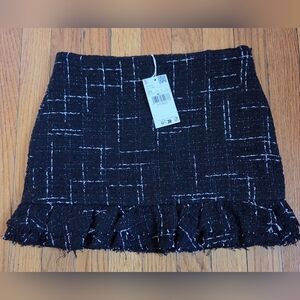 Mango Black and White Tweed Mini Skirt